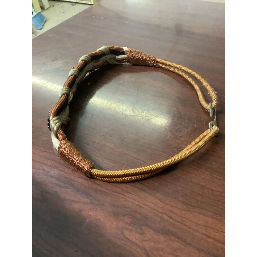 Vtg 80s Waist Belt Women Khaki Brown GoldBraided Multicolor Braided Stretch